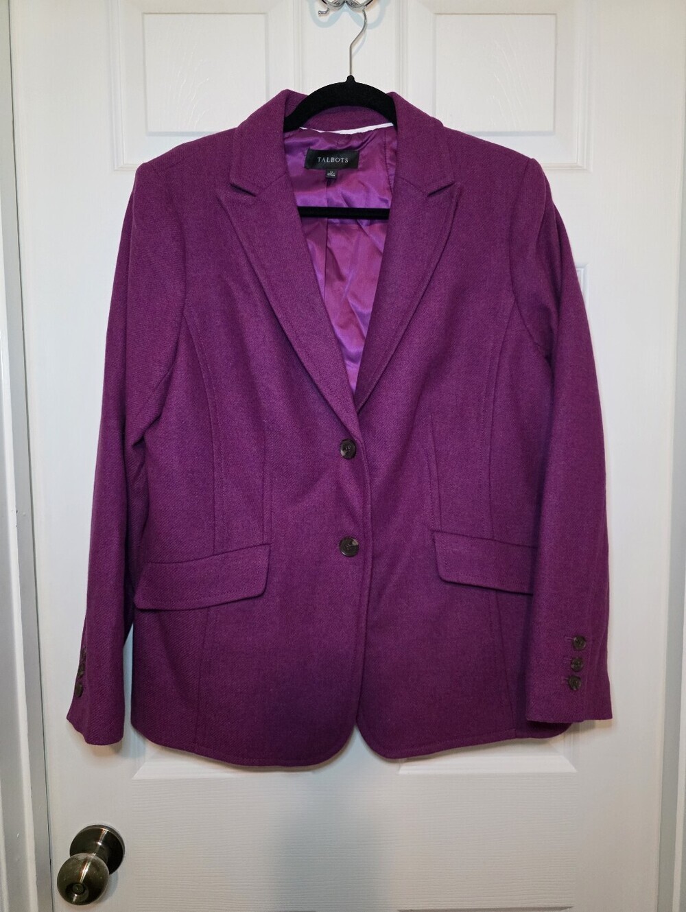 Talbots Purple Blazer Sz 12 Wool Blend